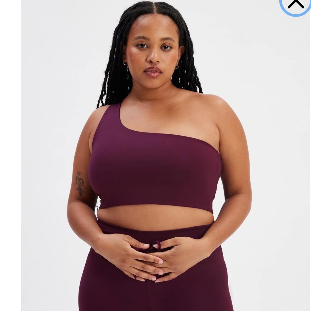 Girlfriend Collective Plum Bianca One Shoulder Bra